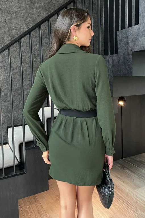 Long Sleeve Wrap Belted Mini Dress