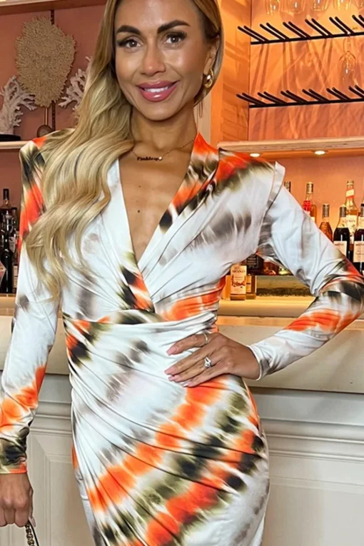 Long Sleeve Wrap Midi Dress