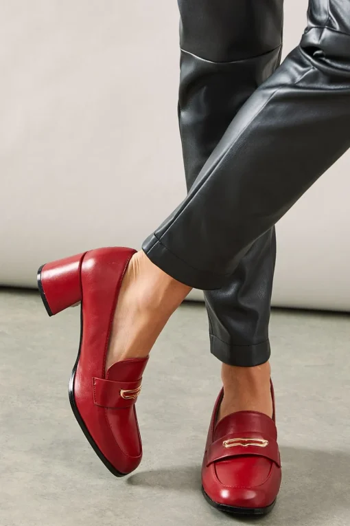 Loupe Metal Trim Heeled Loafer