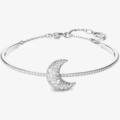 Luna White Mixed Cuts Moon Rhodium Plated Bangle 5666175 (M)