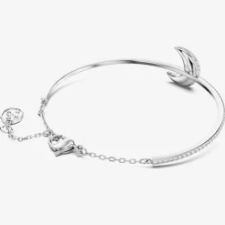 Luna White Mixed Cuts Moon Rhodium Plated Bangle 5666175 (M)
