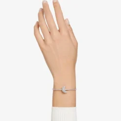 Luna White Mixed Cuts Moon Rhodium Plated Bangle 5666175 (M)