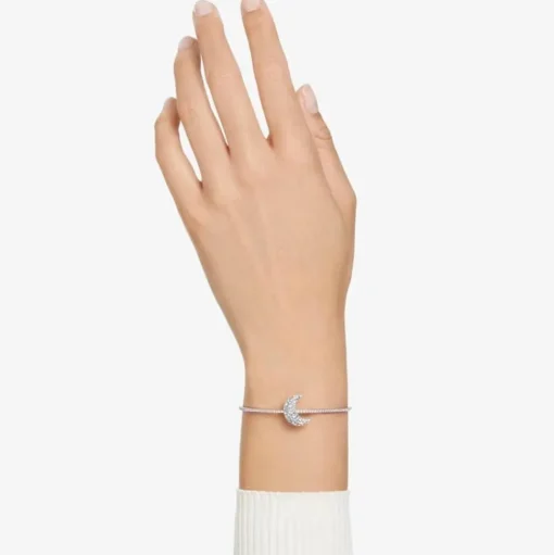 Luna White Mixed Cuts Moon Rhodium Plated Bangle 5666175 (M)