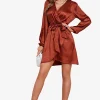 Luxury Long Sleeve Wrap Top Mini Dress