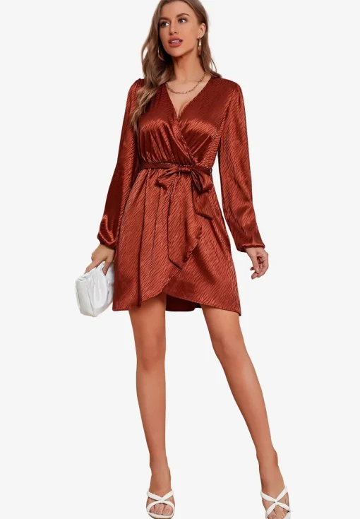 Luxury Long Sleeve Wrap Top Mini Dress