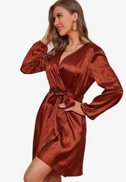 Luxury Long Sleeve Wrap Top Mini Dress