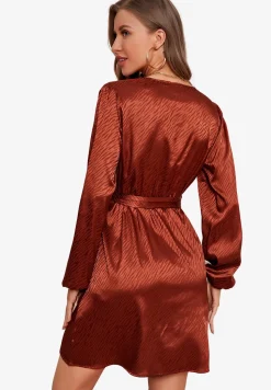 Luxury Long Sleeve Wrap Top Mini Dress