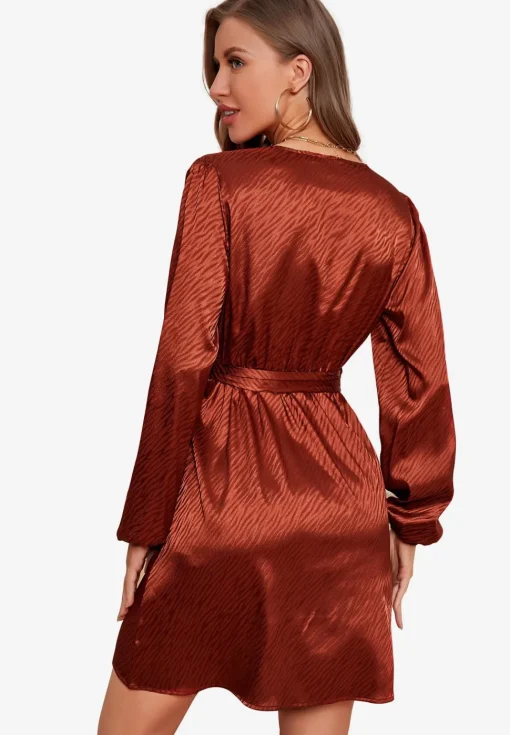 Luxury Long Sleeve Wrap Top Mini Dress