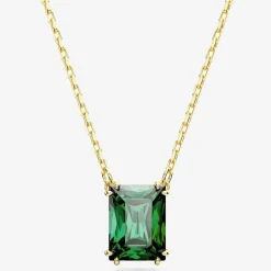 Matrix Green Mixed Cuts Gold Tone Plated Necklace 5677141