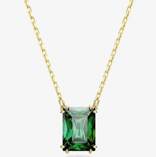 Matrix Green Mixed Cuts Gold Tone Plated Necklace 5677141