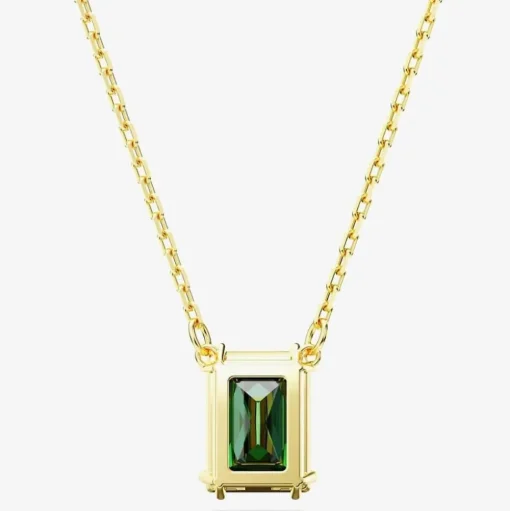 Matrix Green Mixed Cuts Gold Tone Plated Necklace 5677141