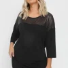 Mesh Panel Sequin Top