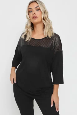Mesh Panel Sequin Top