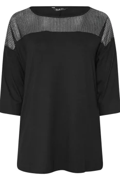 Mesh Panel Sequin Top