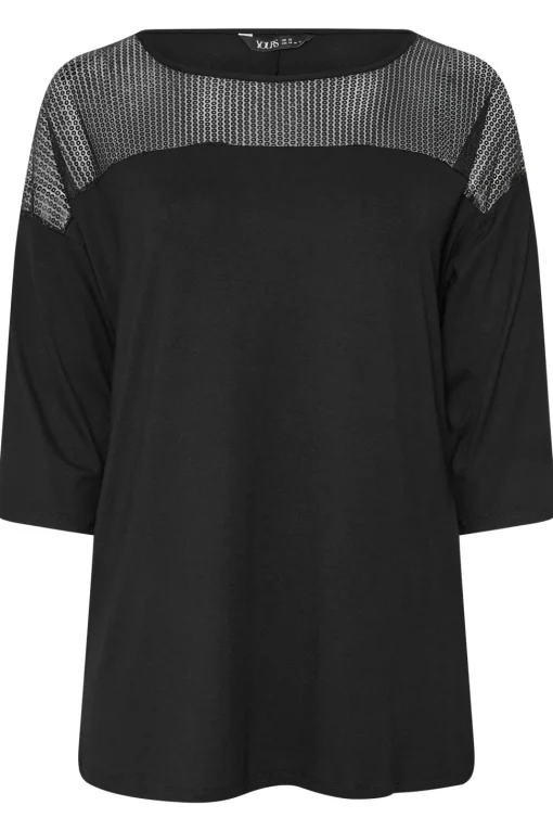 Mesh Panel Sequin Top