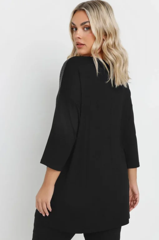 Mesh Panel Sequin Top