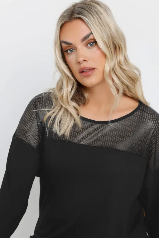 Mesh Panel Sequin Top