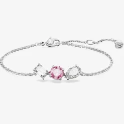 Mesmera Pink Mixed Cuts Rhodium Plated Bracelet 5668361 (M)
