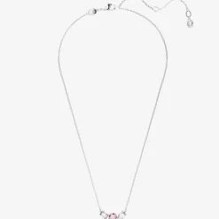 Mesmera Pink Mixed Cuts Rhodium Plated Necklace 5668275