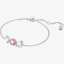 Mesmera Pink Mixed Cuts Rhodium Plated Bracelet 5668361 (M)