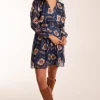Metallic Blurred Aztec Belted Dress