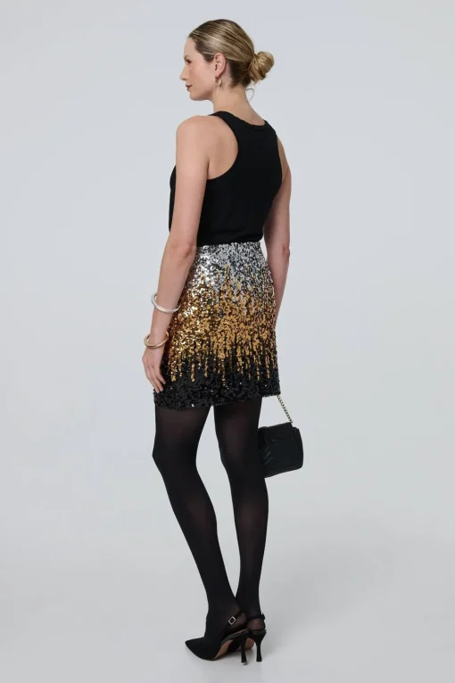Metallic Sequin Bodycon Mini Skirt