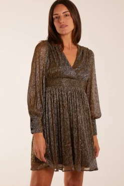 Metallic Wrap Mini Dress