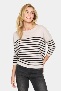 MilaSZ Round Neck Casual Fit Pullover-Striped