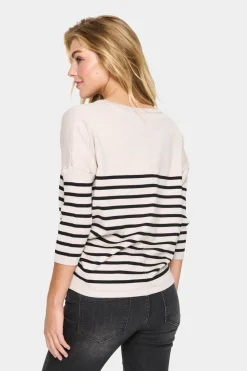 MilaSZ Round Neck Casual Fit Pullover-Striped