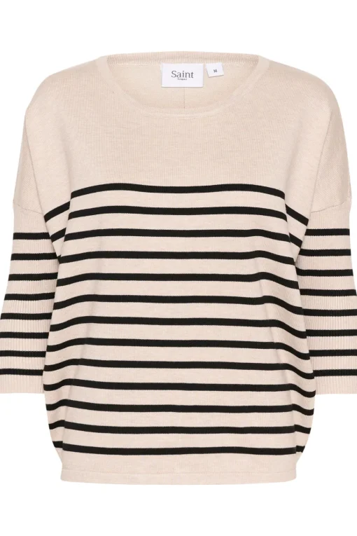 MilaSZ Round Neck Casual Fit Pullover-Striped