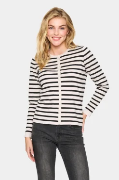 MilaSZ Striped Buttons Slim Fit Cardigan-
