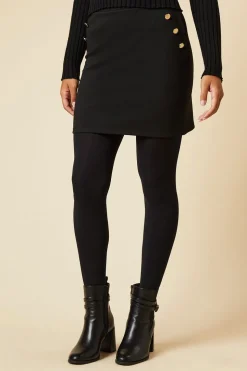 Military Button Ponte Mini Skirt