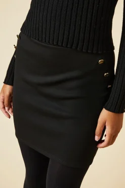 Military Button Ponte Mini Skirt