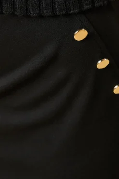 Military Button Ponte Mini Skirt