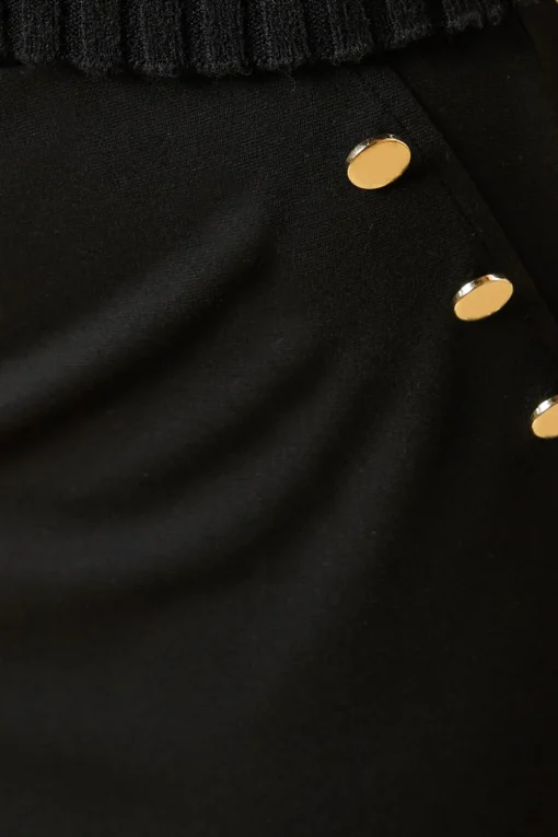 Military Button Ponte Mini Skirt