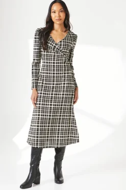 Mono Check Jacquard Wrap Dress