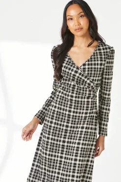 Mono Check Jacquard Wrap Dress