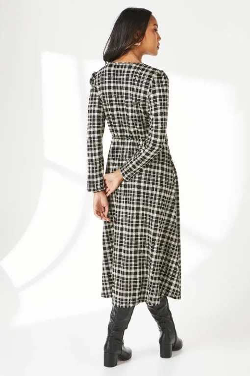 Mono Check Jacquard Wrap Dress