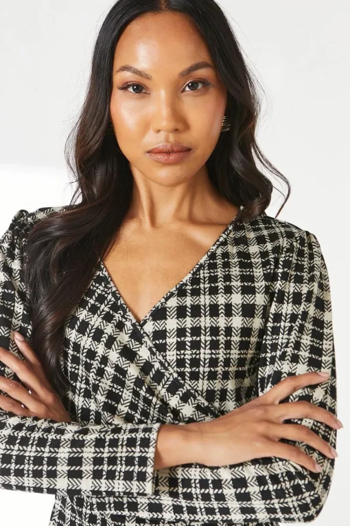 Mono Check Jacquard Wrap Dress