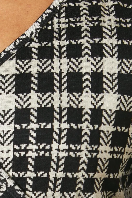 Mono Check Jacquard Wrap Dress