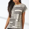 Mono Geo Print Short Sleeve Top