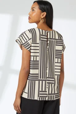 Mono Geo Print Short Sleeve Top