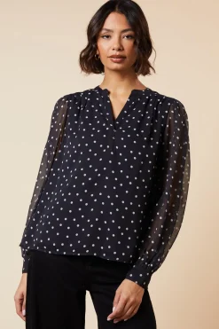 Mono Spot Chiffon Overhead Shirt