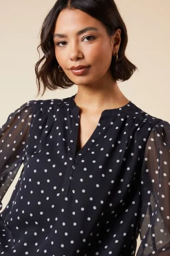 Mono Spot Chiffon Overhead Shirt