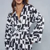 Monochrome Abstract Satin Print Playsuit