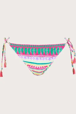Mosaic Print Crochet Trim Bikini Bottoms with Recycled Polyester