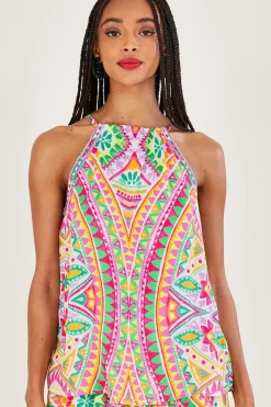 Mosaic Print Halter Cami Top