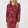 Mosaic Print Long Sleeve Short Shirt Dress