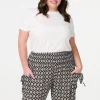 Mosaic Print Shirred Harem Pants