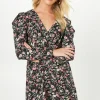 Multi Ditsy Empire Wrap Long Sleeve Mini Dress